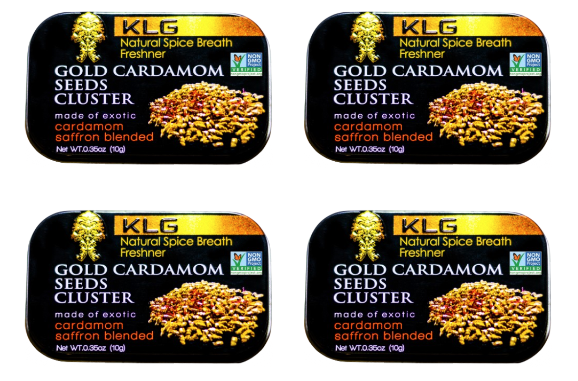 4 Pack of Gold Cardamom Seeds Cluster (10g) Vegan Certified, NON - GMO, No Sugar Added, Gluten-Free, MADE IN USA